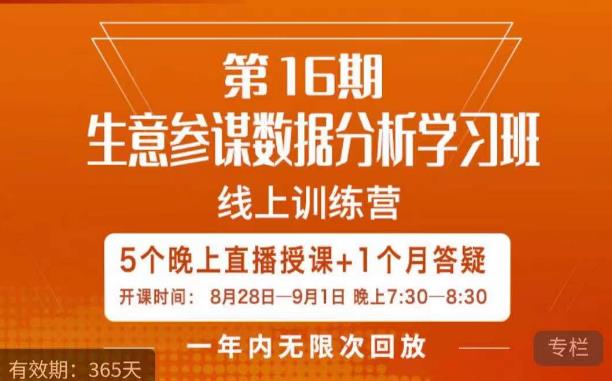 宁静·生意参谋数据分析学习班，解决商家4大痛点，学会分析数据，打造爆款！-副业城
