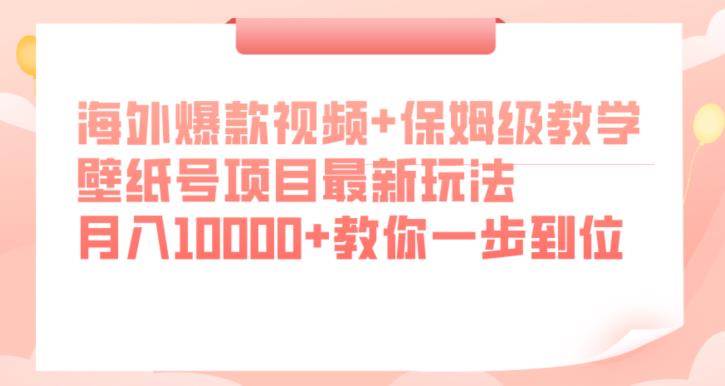 海外爆款视频+保姆级教学，壁纸号项目最新玩法，月入10000+教你一步到位【揭秘】-副业城
