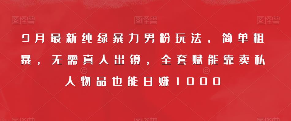 9月最新纯绿暴力男粉玩法，简单粗暴，无需真人出镜，全套赋能靠卖私人物品也能日赚1000-副业城