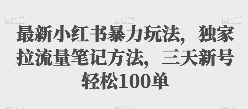 最新小红书暴力玩法，独家拉流量笔记方法，三天新号轻松100单【揭秘】-副业城