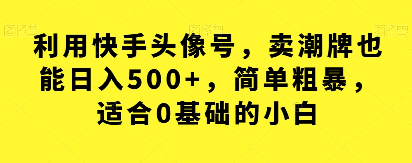 利用快手头像号，卖潮牌也能日入500+，简单粗暴，适合0基础的小白【揭秘】-副业城