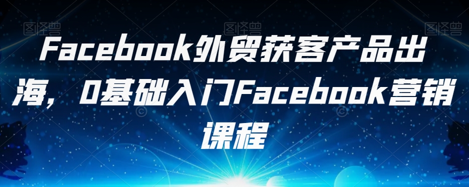 Facebook外贸获客产品出海，0基础入门Facebook营销课程-副业城