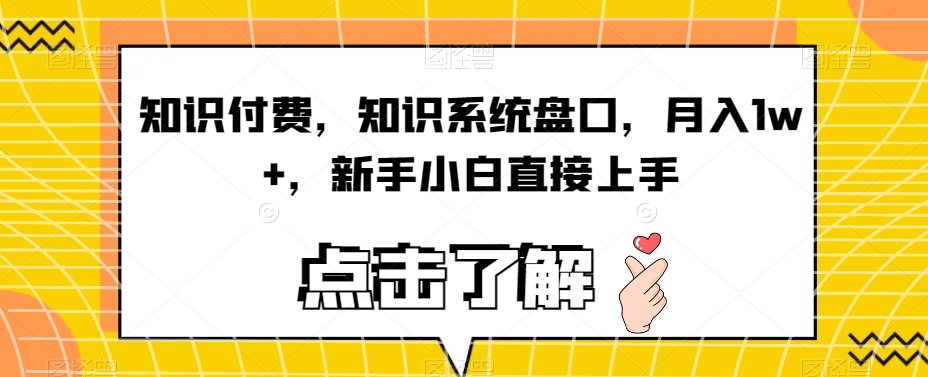 知识付费，知识系统盘口，月入1w+，新手小白直接上手-副业城