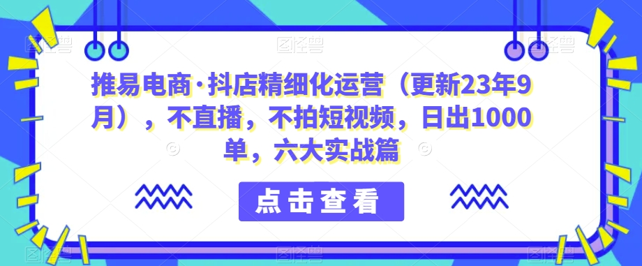 推易电商·抖店精细化运营（更新23年9月），不直播，不拍短视频，日出1000单，六大实战篇-副业城