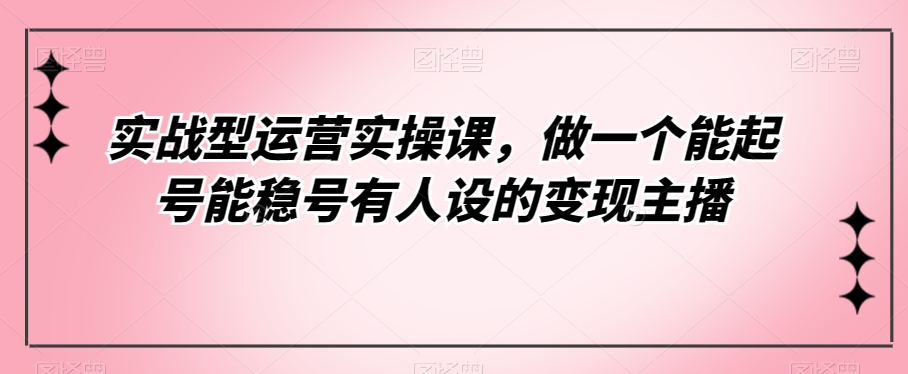 实战型运营实操课，做一个能起号能稳号有人设的变现主播-副业城