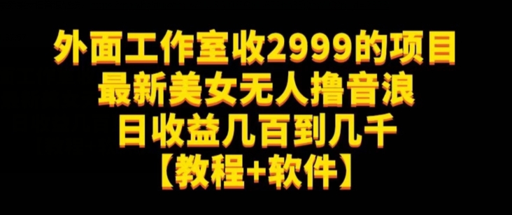 外面工作室收2999的项目最新美女无人撸音浪日收益几百到几千【教程+软件】（仅揭秘）-副业城