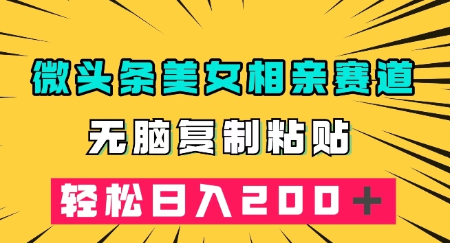 微头条冷门美女相亲赛道，无脑复制粘贴，轻松日入200＋【揭秘】-副业城