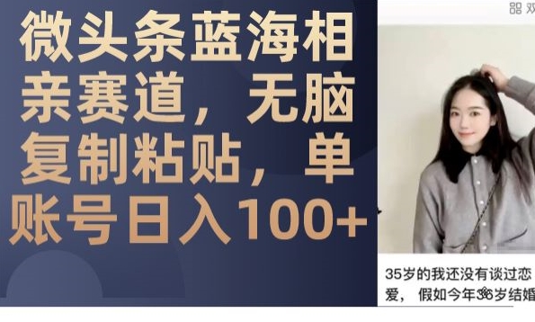 微头条蓝海相亲赛道，无脑复制粘贴，单账号日入100+-副业城