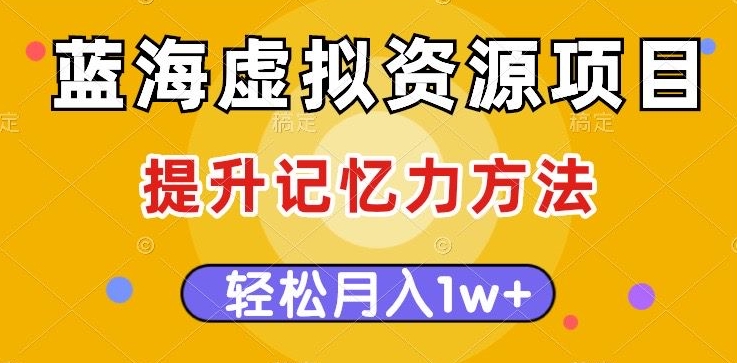 蓝海虚拟资源项目，提升记忆力方法，多种变现方式，轻松月入1w+【揭秘】-副业城