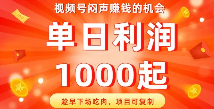 视频号闷声赚钱的机会，趁早下场吃肉，项目可复制，单日利润1000起【揭秘】-副业城
