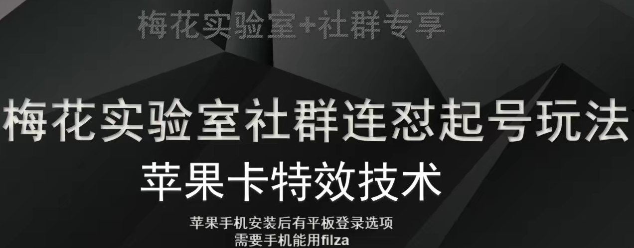 梅花实验室社群视频号连怼起号玩法，最新苹果卡特效技术-副业城