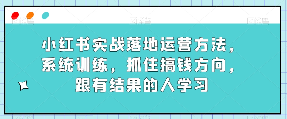 小红书实战落地运营方法，系统训练，抓住搞钱方向，跟有结果的人学习-副业城