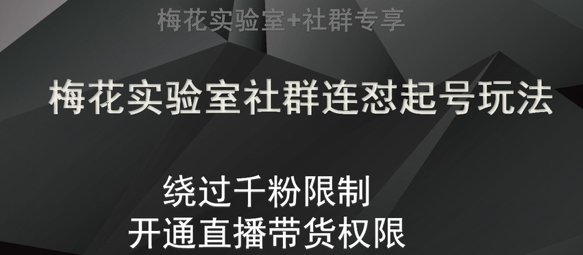 梅花实验室社群连怼起号玩法，视频号绕过千粉限制，开通直播带货权限【揭秘】-副业城