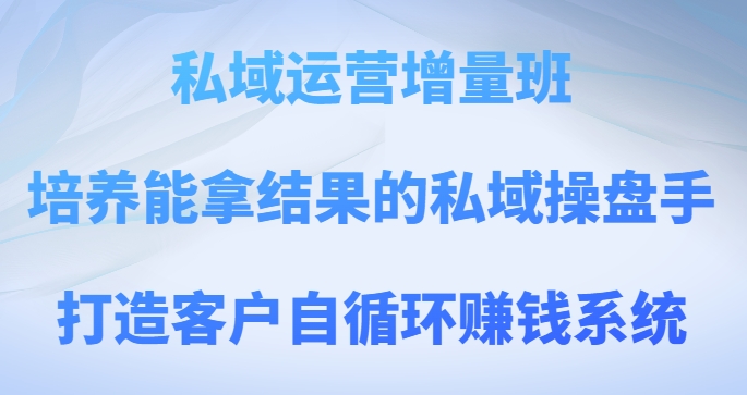 私域运营增量班，培养能拿结果的私域操盘手，打造客户自循环赚钱系统-副业城