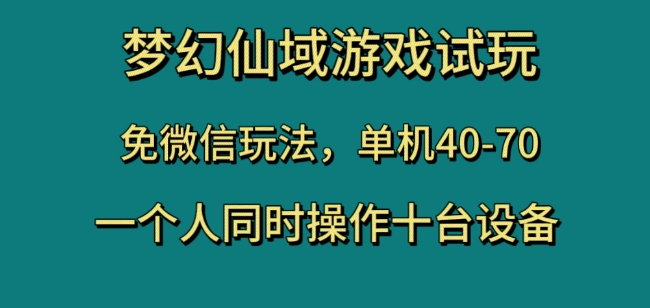 梦幻仙域游戏试玩，免微信玩法，单机40-70，一个人同时操作十台设备【揭秘】-副业城