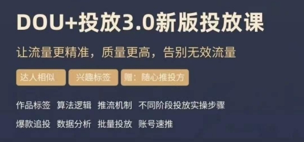 dou+豆荚投放实操课3.0新版，让流量更精准，质量更高，告别无效流量-副业城