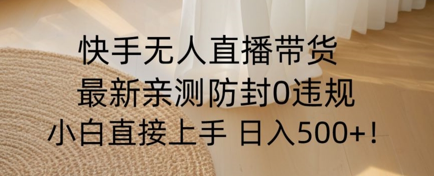 快手无人直播带货从0-1落地教学，最新防封0粉开播，小白可上手日入500+【揭秘】-副业城