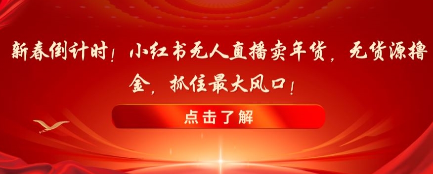 新春倒计时！小红书无人直播卖年货，无货源撸金，抓住最大风口【揭秘】-副业城