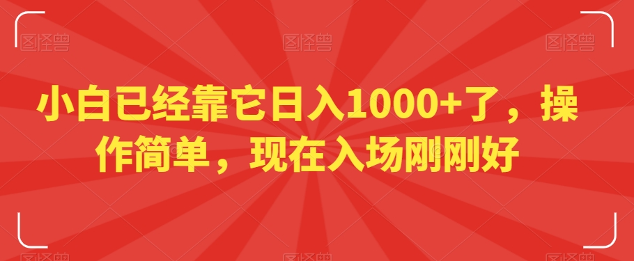 小白已经靠它日入1000+了，操作简单，现在入场刚刚好【揭秘】-副业城