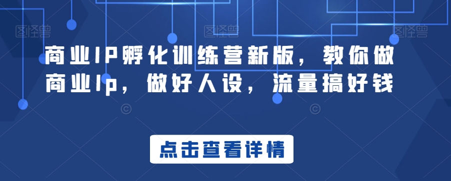 商业IP孵化训练营新版，教你做商业Ip，做好人设，流量搞好钱-副业城