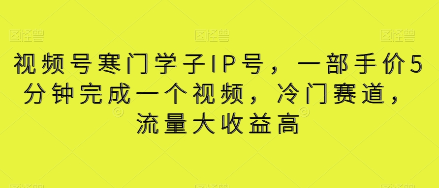 视频号寒门学子IP号，一部手价5分钟完成一个视频，冷门赛道，流量大收益高【揭秘】-副业城