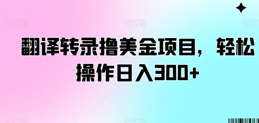 翻译转录撸美金项目，轻松操作日入300+-副业城