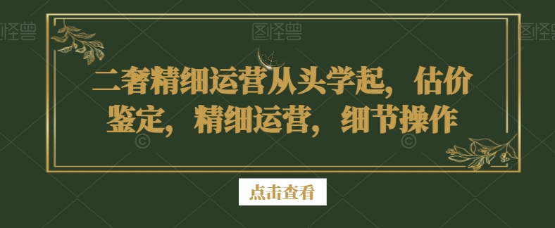 二奢精细运营从头学起，估价鉴定，精细运营，细节操作-副业城