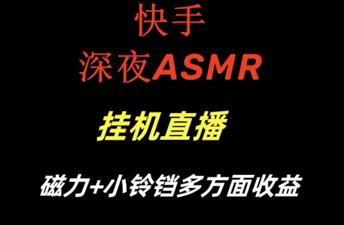 快手深夜性感ASMR挂机直播，磁力+小铃铛收益（附带工具和5G素材）-副业城