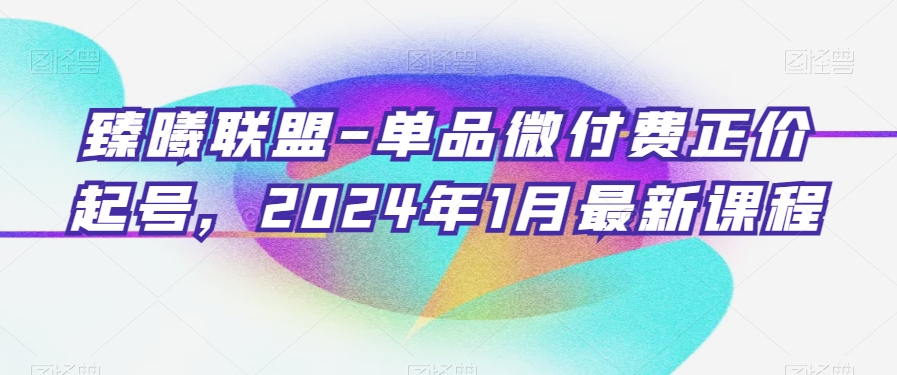 臻曦联盟-单品微付费正价起号，2024年1月最新课程-副业城