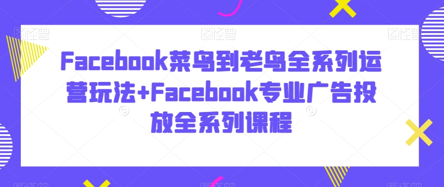 Facebook菜鸟到老鸟全系列运营玩法+Facebook专业广告投放全系列课程-副业城