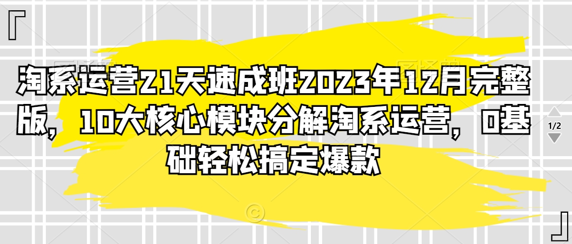 淘系运营21天速成班2023年12月完整版，10大核心模块分解淘系运营，0基础轻松搞定爆款-副业城
