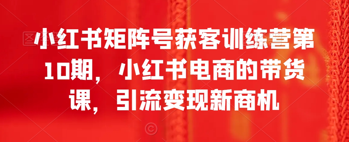 小红书矩阵号获客训练营第10期，小红书电商的带货课，引流变现新商机-副业城