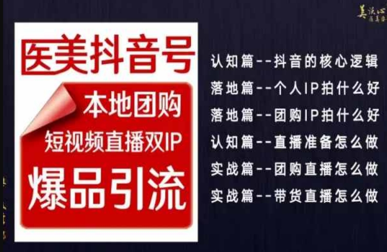 2024医美如何做抖音，医美抖音号本地团购，短视频直播双IP，爆品引流-副业城