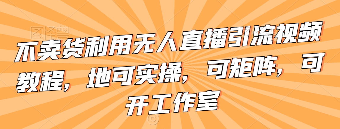 不卖货利用无人直播引流视频教程，地可实操，可矩阵，可开工作室-副业城