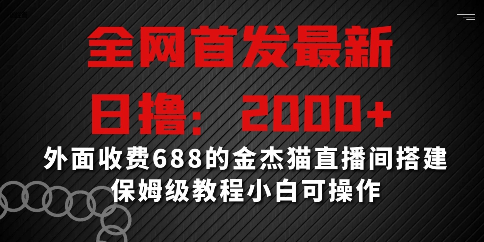全网首发最新，日撸2000+，外面收费688的金杰猫直播间搭建，保姆级教程小白可操作-副业城