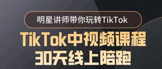 TikTok中视频课程30天线上陪跑，明星讲师带你玩转TikTok-副业城