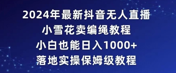 2024年抖音最新无人直播小雪花卖编绳项目，小白也能日入1000+落地实操保姆级教程-副业城