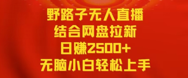 野路子无人直播结合网盘拉新，日赚2500+，小白无脑轻松上手-副业城