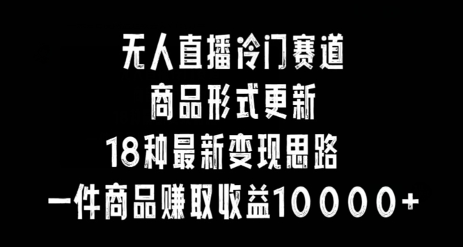 无人直播冷门赛道，商品形式更新，18种变现思路，一件商品赚取收益10000+-副业城