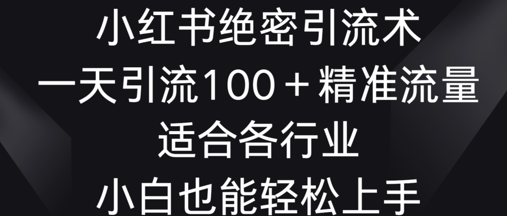 小红书绝密引流术，一天引流100+精准流量，适合各个行业，小白也能轻松上手-副业城