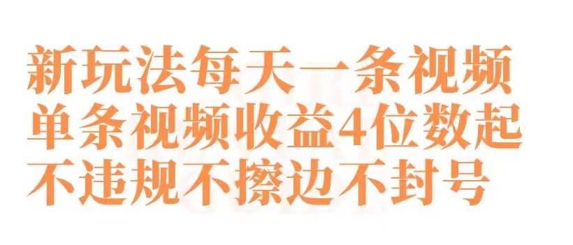 快手新玩法每天一条视频单条视频收益4位数起不违规不擦边不封号-副业城