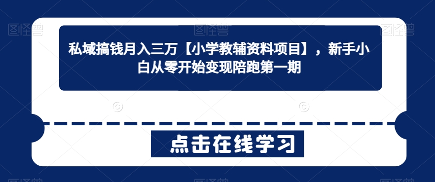 私域搞钱月入三万【小学教辅资料项目】，新手小白从零开始变现陪跑第一期-副业城