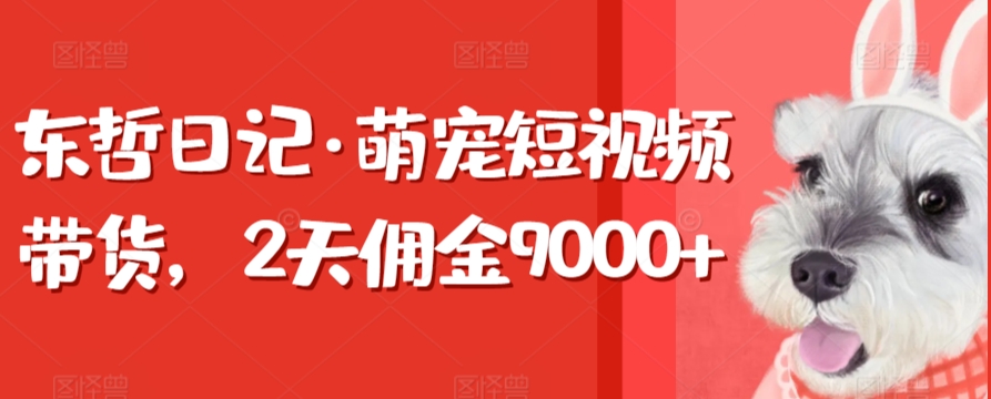 东哲日记·萌宠短视频带货，2天佣金9000+-副业城