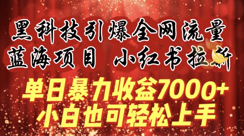 蓝海项目!黑科技引爆全网流量小红书拉新，单日暴力收益7000+，小白也能轻松上手-副业城