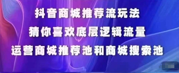 抖音商城运营课程，猜你喜欢入池商城搜索商城推荐人群标签覆盖-副业城