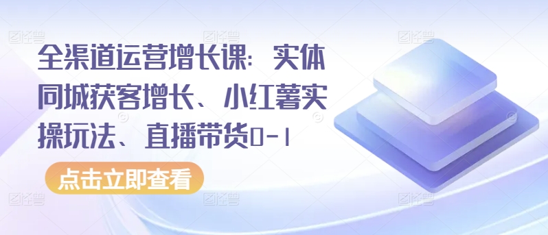 全渠道运营增长课：实体同城获客增长、小红薯实操玩法、直播带货0-1-副业城