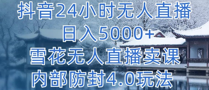 抖音24小时无人直播 日入5000+，雪花无人直播卖课，内部防封4.0玩法-副业城