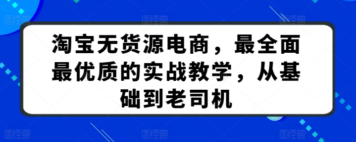 淘宝无货源电商，最全面最优质的实战教学，从基础到老司机-副业城