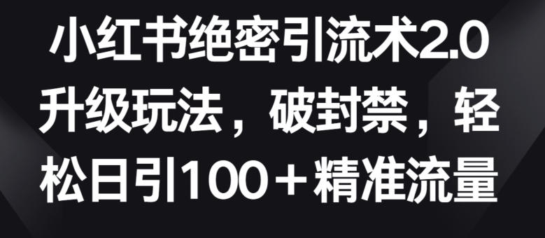 小红书绝密引流术2.0升级玩法，破封禁，轻松日引100+精准流量-副业城