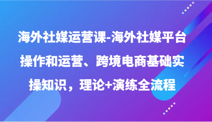 海外社媒运营课-海外社媒平台操作和运营、跨境电商基础实操知识，理论+演练全流程-副业城